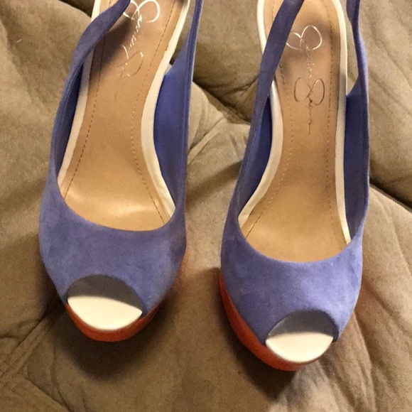 JESSICA SIMPSON HALIE LILY KIDSUEDE PEEP TOES 8.5 - Picture 11 of 11